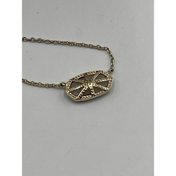 Kendra Scott Elisa Silver Gray Platinum Drusy Pendant Gold Plated Necklace - Picture 8 of 8